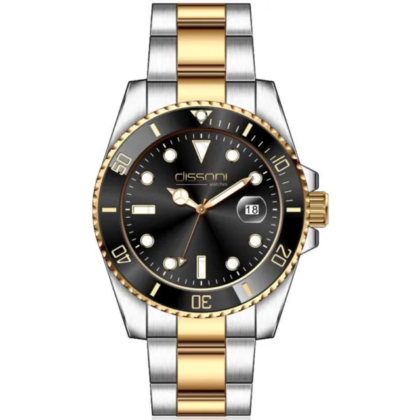 Dissoni divers date two tone black dial