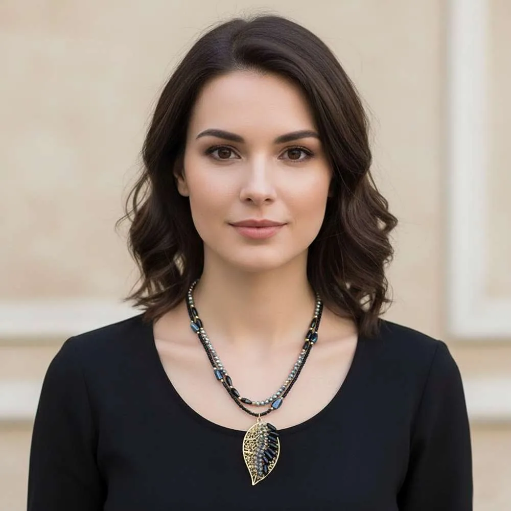 Boho black gold leaf