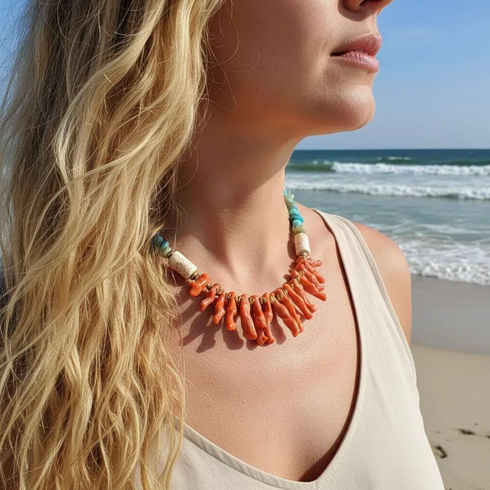 Coral vibes χειροποίητο κολιέ με κοράλια