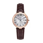 γυναικείο ρολόι 32μμ επίχρυσο elegant με καφέ κροκό λουράκι και λατινικές ενδειξεις 1