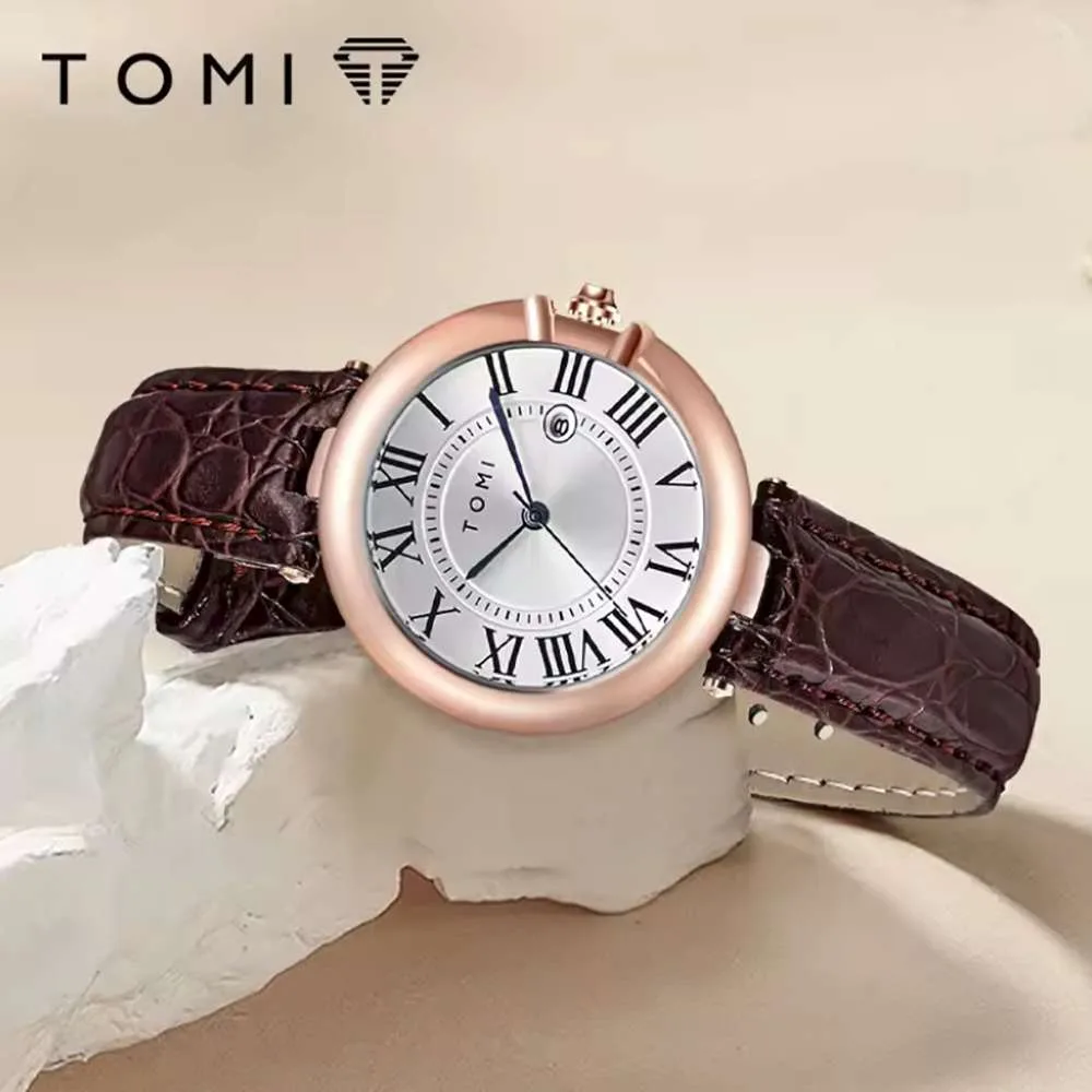 TOMI γυναικείο ρολόι 32μμ επίχρυσο elegant με καφέ κροκό λουράκι και λατινικές ενδειξεις 2 γυναικείο ρολόι 32μμ επίχρυσο elegant με καφέ κροκό λουράκι και λατινικές ενδειξεις 1