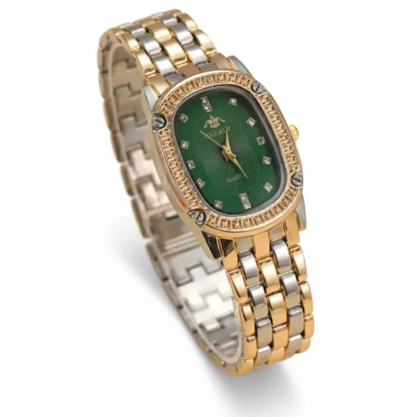 Γυναικείο χρυσο ατσάλι ρολόϊ με πράσινο καντράν