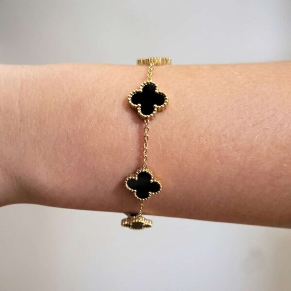Clover μαύρο χρυσό μεγάλο βραχιόλι