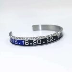 Μπλε μαύρο αντρικό bracelet βραχιόλι ατσάλινο