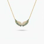 Angel wings φτερά αγγέλου γαλάζι σε χρυσό με ζιργκόν