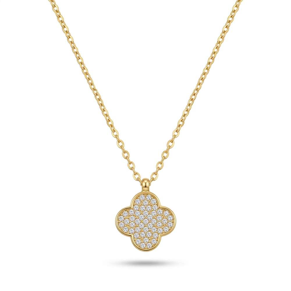Clover με ζιργκόν χρυσό γυναικείο Clover ζιργκόν χρυσό κρεμαστό γυναικείο