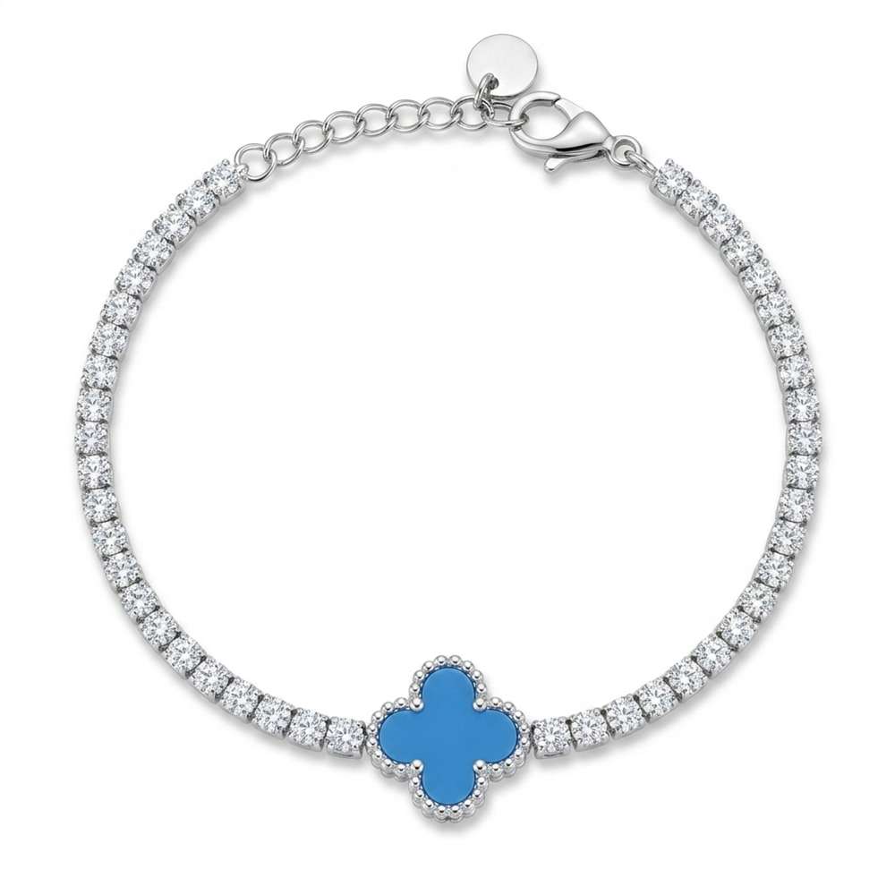 Clover με ριβιέρα μπρασελέ βραχιόλι γυναικείο μπλε χρώμα Clover ριβιέρα βραχιόλι με ζιργκόν