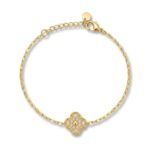 Βραχιόλι clover χρυσό με ζιργκόν και σταυρό