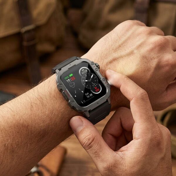 Smartwatch ασημί με παλμογράφο και φακό